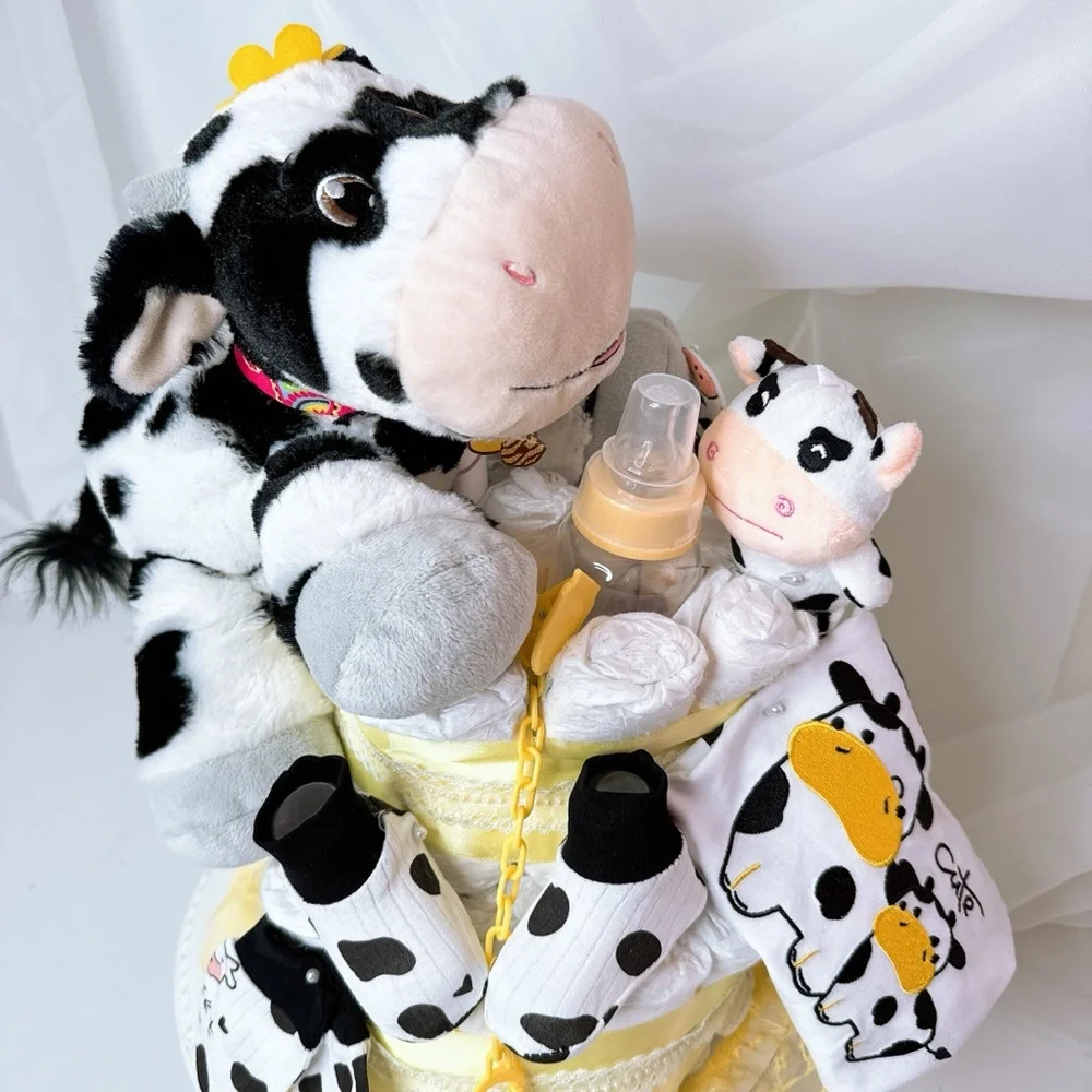 Cow Diaper Cake, Farm Baby Shower Gift
